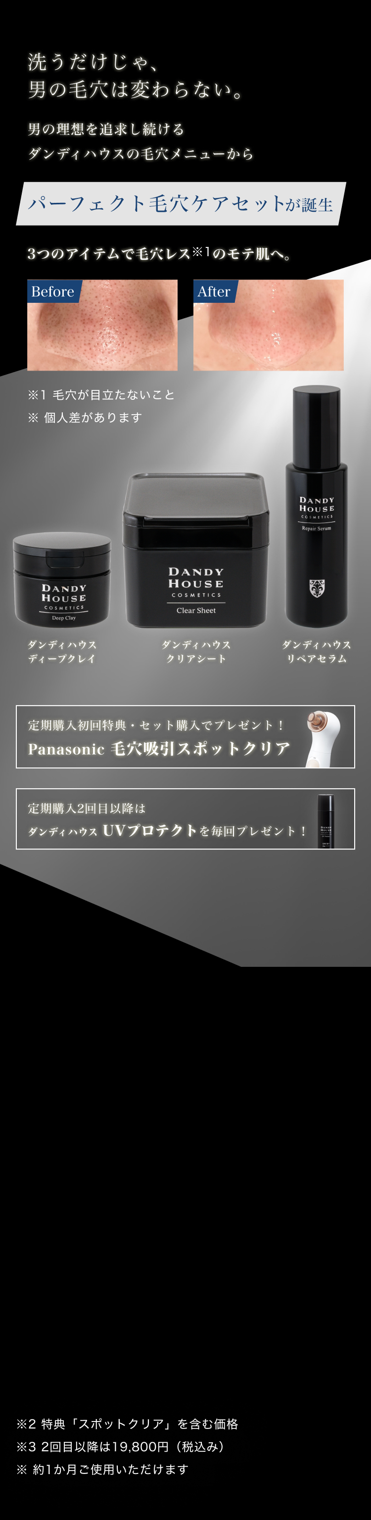 ダンディハウス パーフェクト毛穴ケアセット ｜ ミス・パリ ダンディ